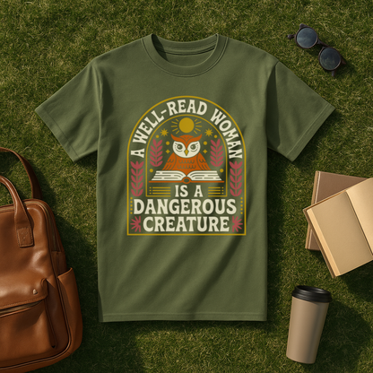 A Well-Read Woman is a Dangerous Creature Owl T-Shirt