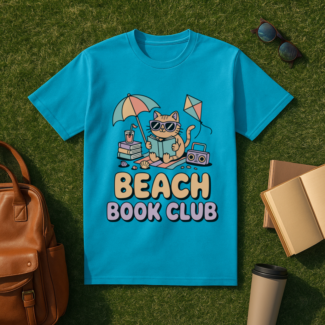 Beach Book Club Cat T-Shirt