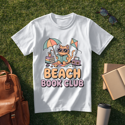 Beach Book Club Cat T-Shirt