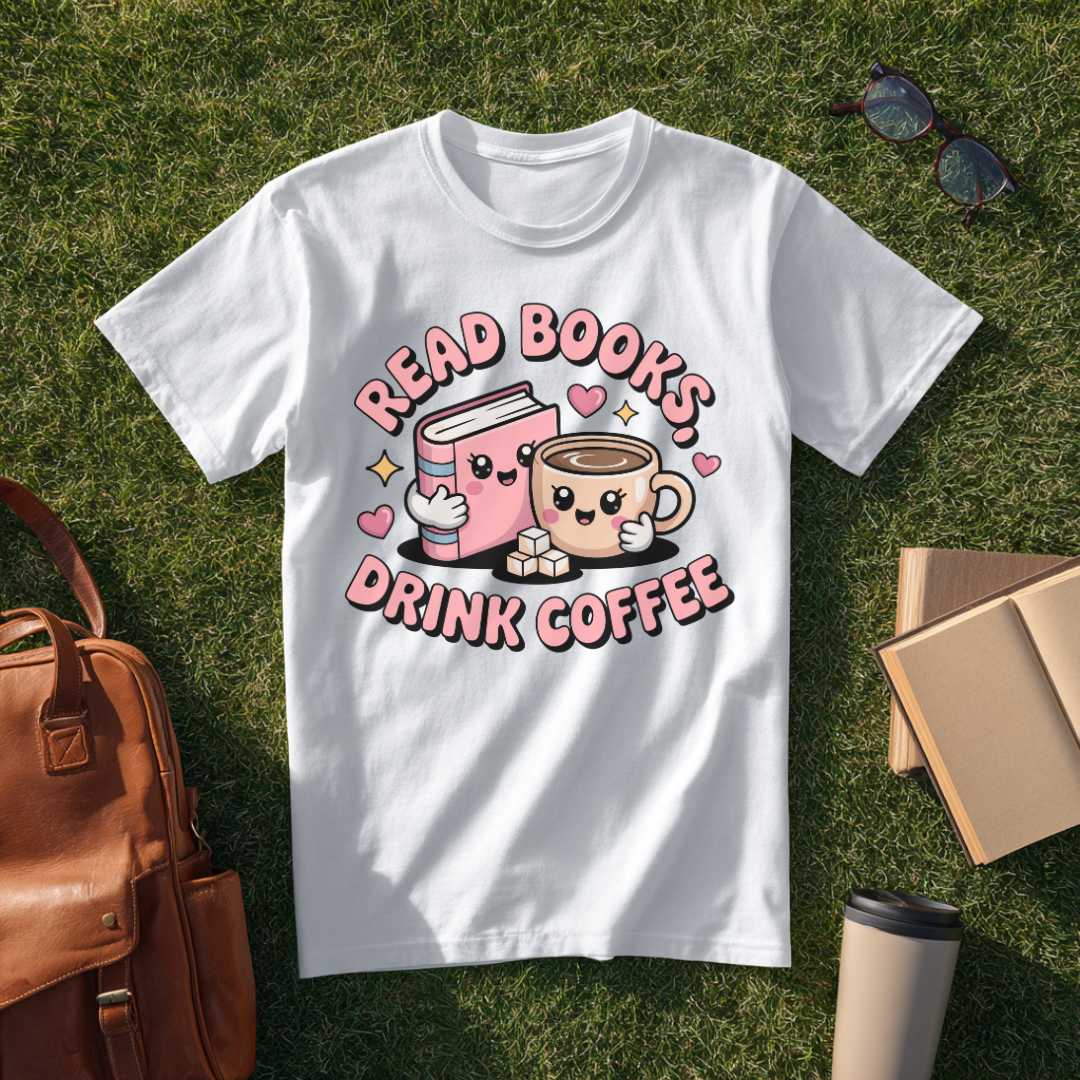 Kawaii Read Books, Drink Coffee T-Shirt