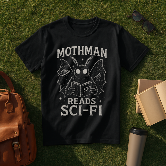 Mothman Reads Sci-Fi T-Shirt