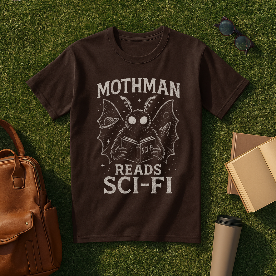 Mothman Reads Sci-Fi T-Shirt